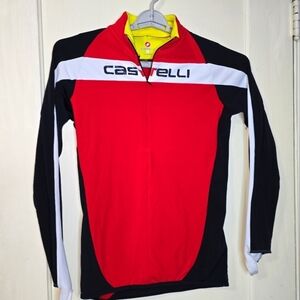 Casttell Cycling Rosso Corsa Bike 1/2 Zip Jersey Back Pocket Size Large Women's